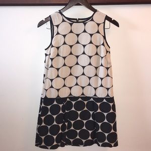 black and white polka dot loft 0P a-line dress